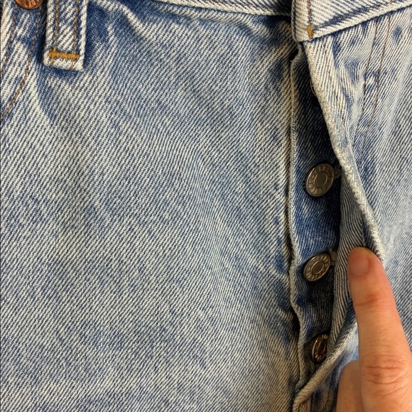 AGOLDE Parker Long Vintage Frayed-Hem Distressed Denim Cut Off Shorts 31 Coastal - Picture 11 of 16